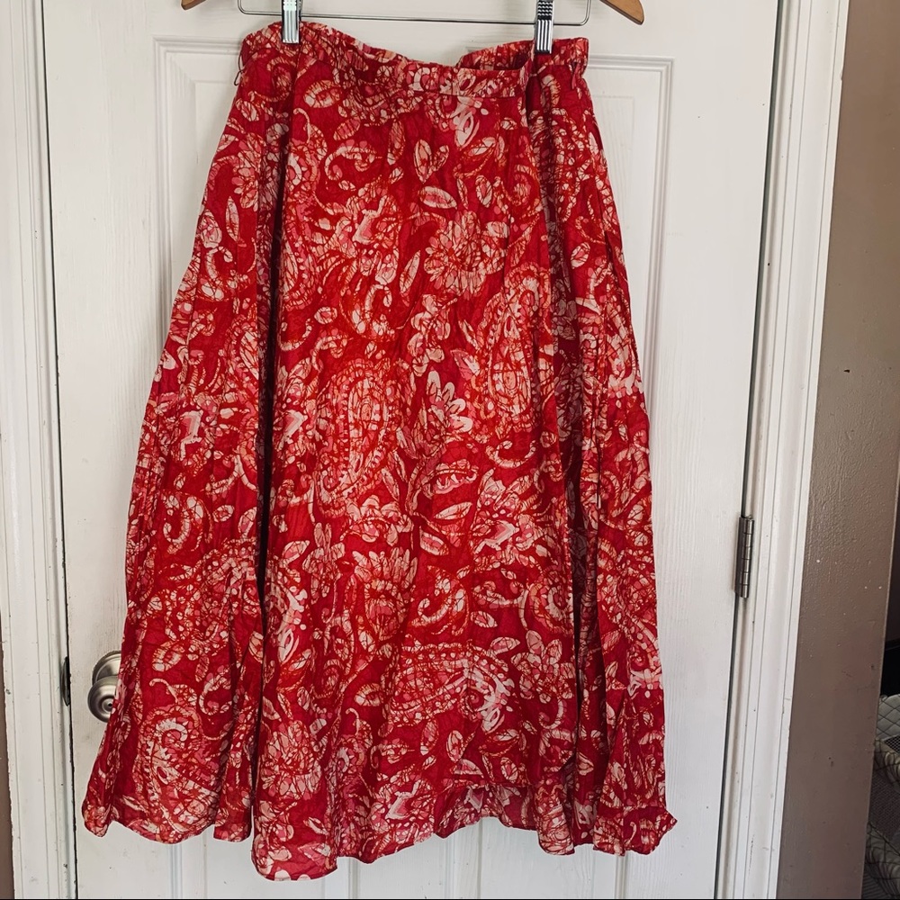 Red floral boho maxi skirt Coldwater creek large